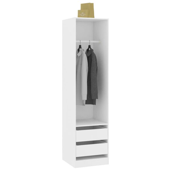 vidaXL Garde-robe avec tiroirs Blanc 50x50x200 cm Bois d'ing&eacute;nierie