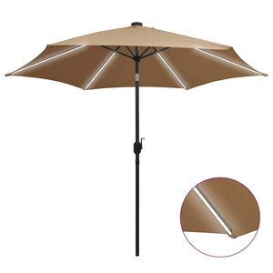 vidaXL Parasol de jardin avec lumi&egrave;res LED et m&acirc;t en aluminium taupe