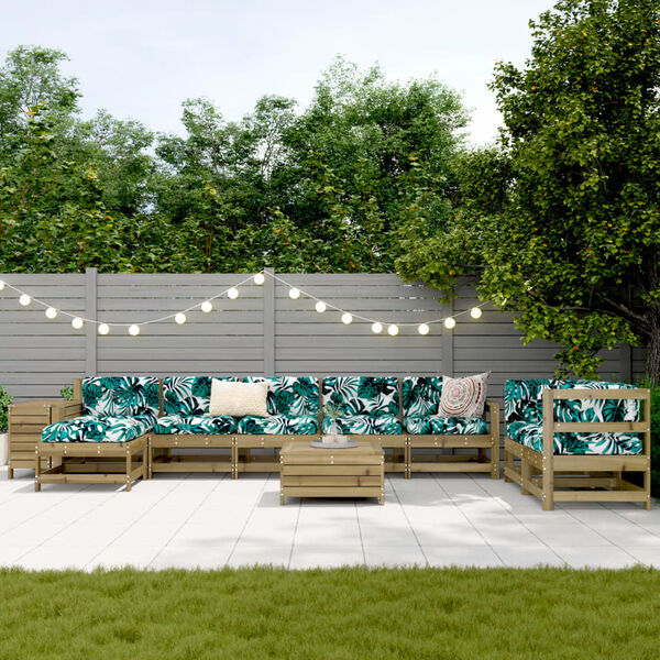 vidaXL Salon de jardin 10 pcs bois de pin impr&eacute;gn&eacute;