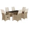 vidaXL Ensemble &agrave; manger de jardin et coussins 7 pcs beige poly rotin