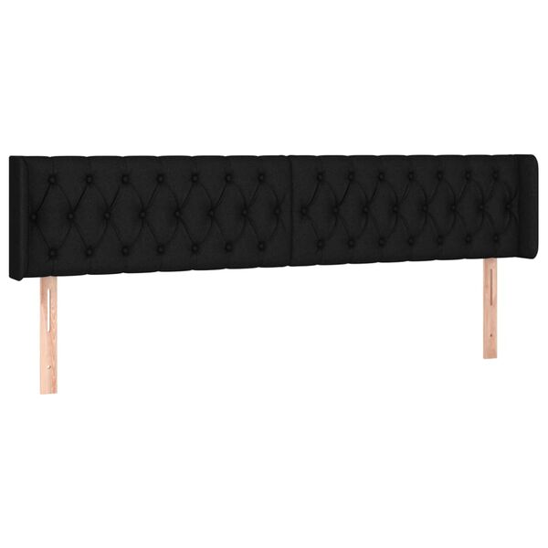 vidaXL T&ecirc;te de lit avec oreilles Noir 183x16x78/88 cm Tissu