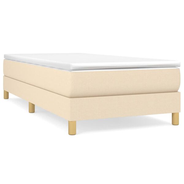vidaXL Sommier &agrave; lattes de lit avec matelas Cr&egrave;me 90x200 cm Tissu