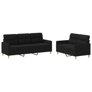 vidaXL Ensemble de canap&eacute;s 2 pcs avec coussins Noir Tissu