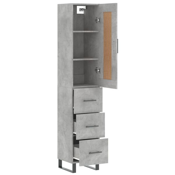 vidaXL Buffet haut Gris b&eacute;ton 34,5x34x180 cm Bois d'ing&eacute;nierie