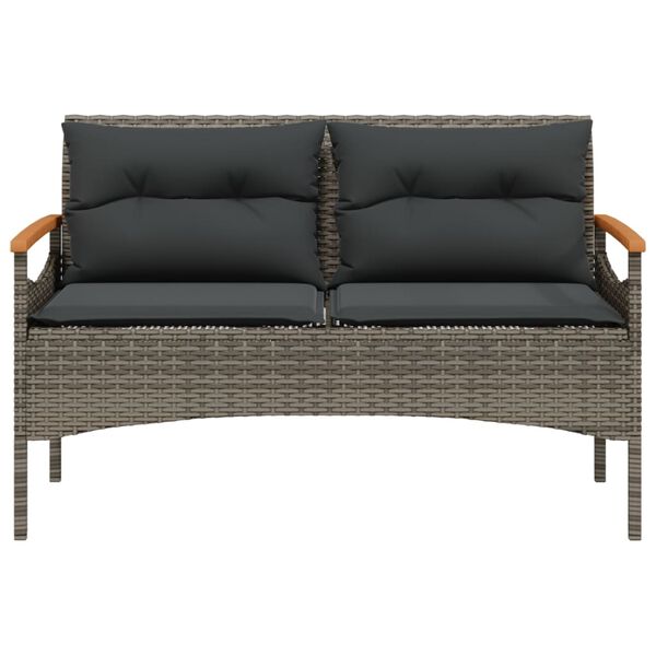 vidaXL Salon de jardin 4 pcs avec coussins gris r&eacute;sine tress&eacute;e