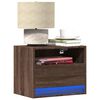 vidaXL Table de chevet murale avec lumi&egrave;res LED ch&ecirc;ne marron