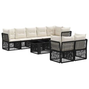 vidaXL Ensemble de canap&eacute; de jardin 8 pc Noir polyrotin