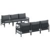 vidaXL Ensemble de canap&eacute; de jardin 7 pc Noir Acier