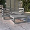 vidaXL Salon de jardin 3 pcs Gris Bois de pin massif