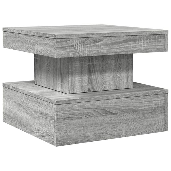 vidaXL Table basse avec lumi&egrave;res LED sonoma gris 50x50x40 cm