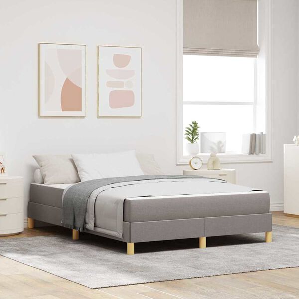 vidaXL Lit &agrave; ressorts avec matelas Taupe 140 x 190 cm tissu