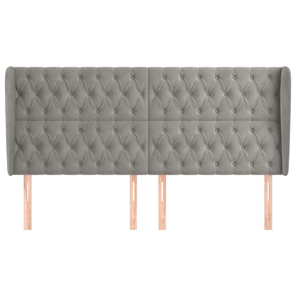 vidaXL T&ecirc;te de lit avec oreilles Gris clair 203x23x118/128 cm Velours