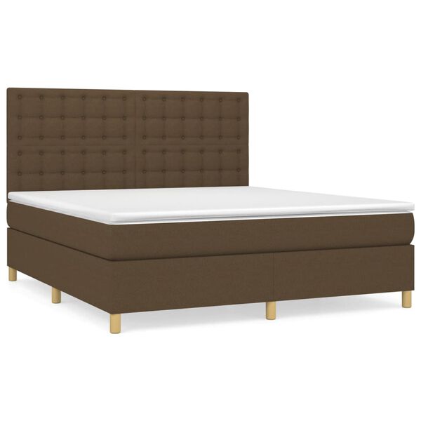 vidaXL Sommier &agrave; lattes de lit avec matelas Marron fonc&eacute; 180x200 cm