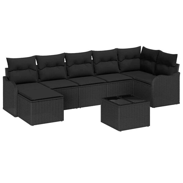 vidaXL Ensemble de canap&eacute; de jardin Noir polyrotin