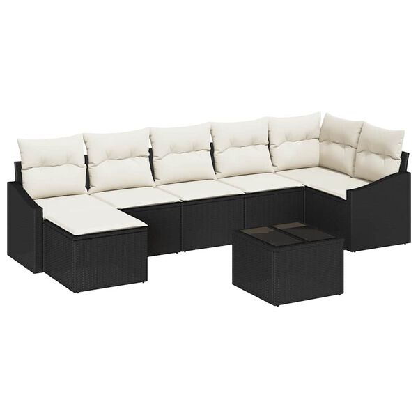 vidaXL Ensemble de Canap&eacute;s avec coussin 8 pcs Noir polyrotin
