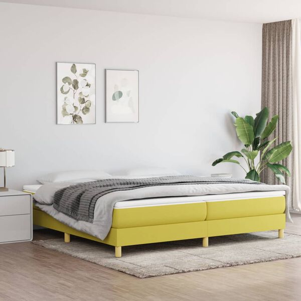 vidaXL Cadre de lit &agrave; ressorts vert 200x200 cm tissu