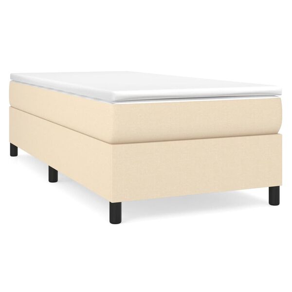 vidaXL Sommier &agrave; lattes de lit avec matelas Cr&egrave;me 90x200 cm Tissu