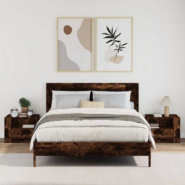 vidaXL Tables de chevet murales 2 pcs ch&ecirc;ne fum&eacute; 45x30x35 cm