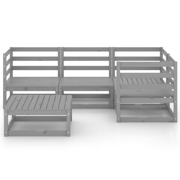 vidaXL Salon de jardin 5 pcs Gris Bois de pin massif