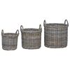 vidaXL Panier &agrave; plantes avec stockage 3 pc Gris naturel Rattan Kubu