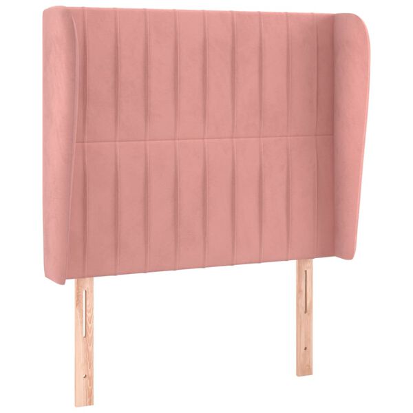 vidaXL T&ecirc;te de lit avec oreilles Rose 103x23x118/128 cm Velours
