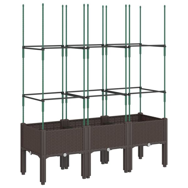 vidaXL Jardini&egrave;re avec treillis marron 120x40x142,5 cm PP