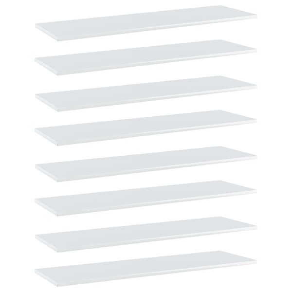 vidaXL Panneau biblioth&egrave;que 8pcs Blanc brillant 100x30x1,5cm Agglom&eacute;r&eacute;