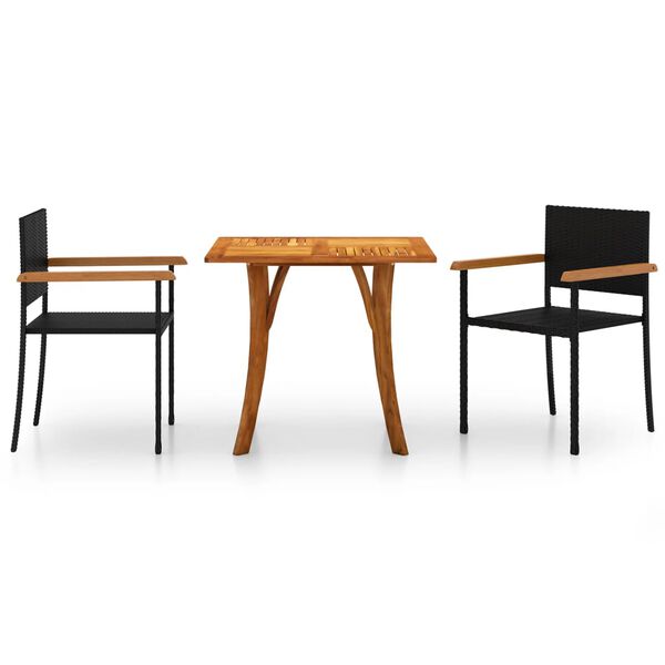 vidaXL Ensemble &agrave; manger de jardin 3 pcs Noir