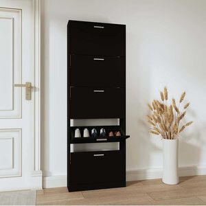 vidaXL Armoire &agrave; chaussures Noir 59x17x169 cm Bois d'ing&eacute;nierie