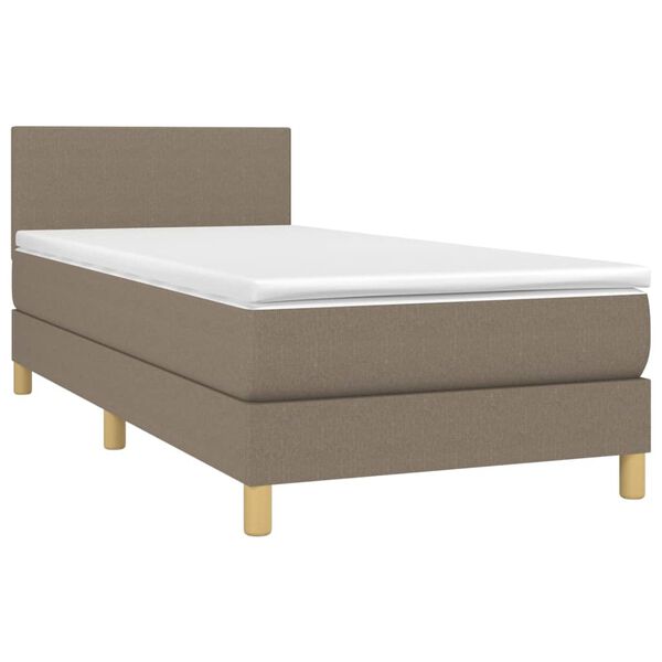 vidaXL Sommier &agrave; lattes de lit avec matelas Taupe 90x190 cm Tissu