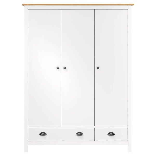 vidaXL Garde-robe &agrave; 3 portes Hill Blanc 127x50x170 cm Bois pin solide