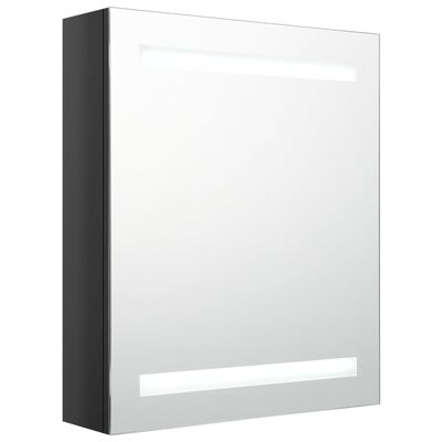 vidaXL Armoire de salle de bain à miroir LED noir brillant 50x14x60 cm