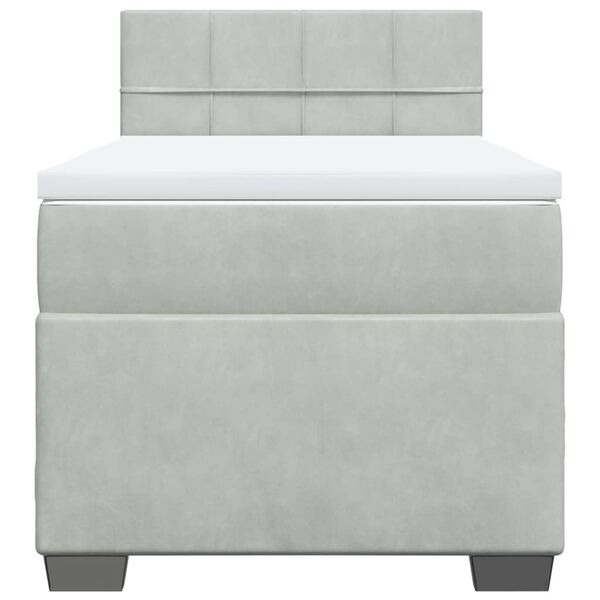 vidaXL Sommier &agrave; lattes de lit et matelas Gris clair 90x200 cm Velours