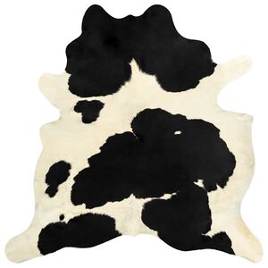 vidaXL Tapis en peau de vache v&eacute;ritable noir et blanc 180x220 cm