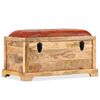 vidaXL Banc de rangement Cuir v&eacute;ritable Bois de manguier 80x44x44 cm