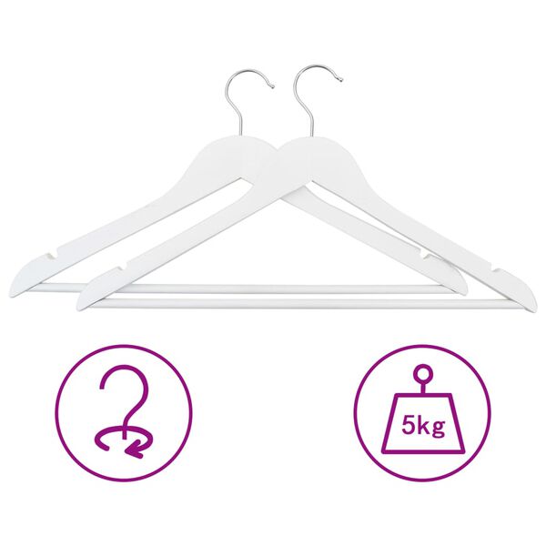vidaXL Cintres antid&eacute;rapants 50 pcs Blanc Bois dur
