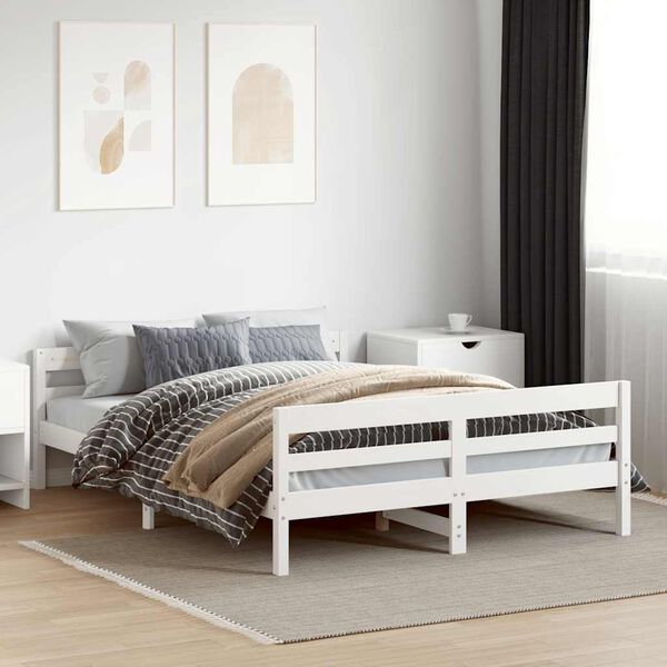 vidaXL Cadre de lit sans matelas blanc 120x200 cm bois de pin massif