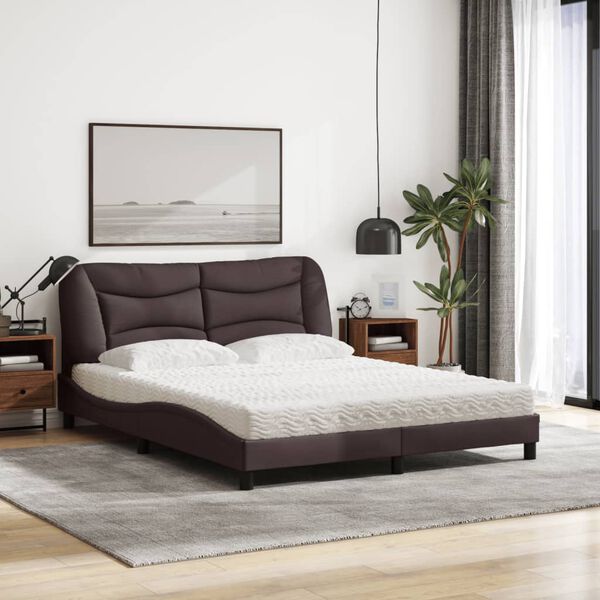 vidaXL Lit avec matelas Hvar marron fonc&eacute; 160x200 cm tissu