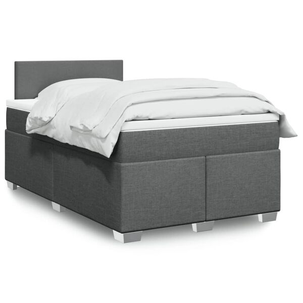 vidaXL Sommier à lattes de lit avec matelas Gris foncé 120x200cm Tissu