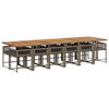 vidaXL Ensemble &agrave; manger de jardin coussins 13 pcs gris r&eacute;sine tress&eacute;e