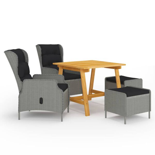 vidaXL Ensemble &agrave; manger de jardin 5 pcs Gris clair