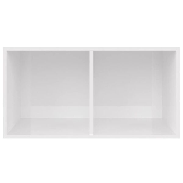 vidaXL Bo&icirc;te de rangement de vinyles Blanc brillant 71x34x36 cm