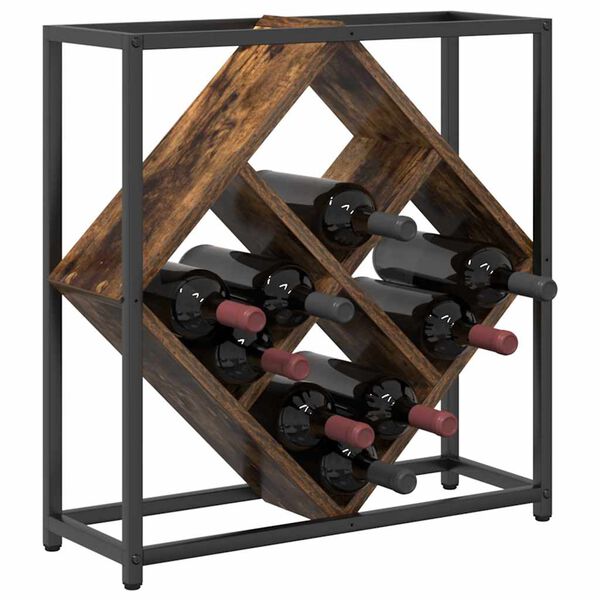 vidaXL Étagère à vin Chêne fumé 51 x 18 x 52,5 cm Bois d'ingénierie
