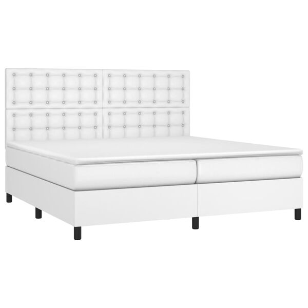 vidaXL Sommier &agrave; lattes de lit avec matelas et LED Blanc 200x200 cm