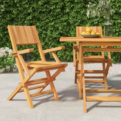 vidaXL Chaises de jardin pliantes lot de 2 55x61x90cm bois massif teck