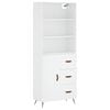 vidaXL Buffet haut Blanc 69,5x34x180 cm Bois d'ing&eacute;nierie
