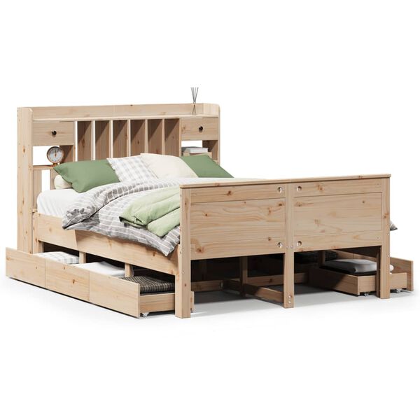 vidaXL Lit biblioth&egrave;que sans matelas 140x200 cm bois massif de pin