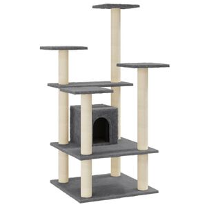 vidaXL Arbre &agrave; chat avec griffoirs en sisal Gris fonc&eacute; 110 cm