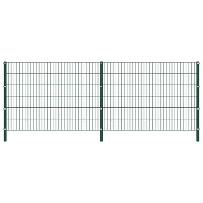 vidaXL Panneau de clôture avec poteaux Fer 3,4 x 1,2 m Vert