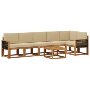 vidaXL Ensemble de canap&eacute;s d'ext&eacute;rieur 7 pc Naturel et Beige Polyester